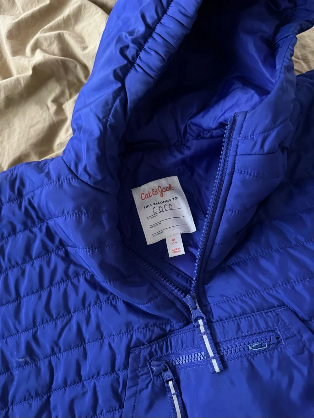 Cat & Jack Royal Blue Quilted Hooded Poncho